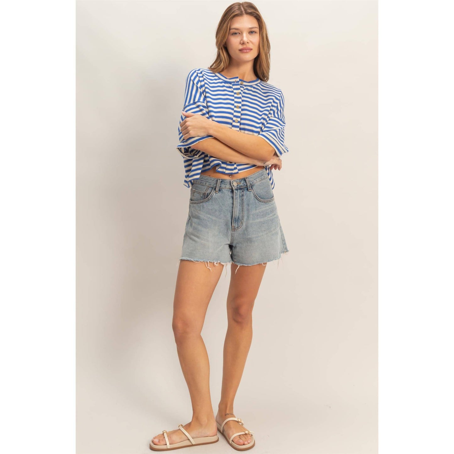 Jada Striped Henley Tee