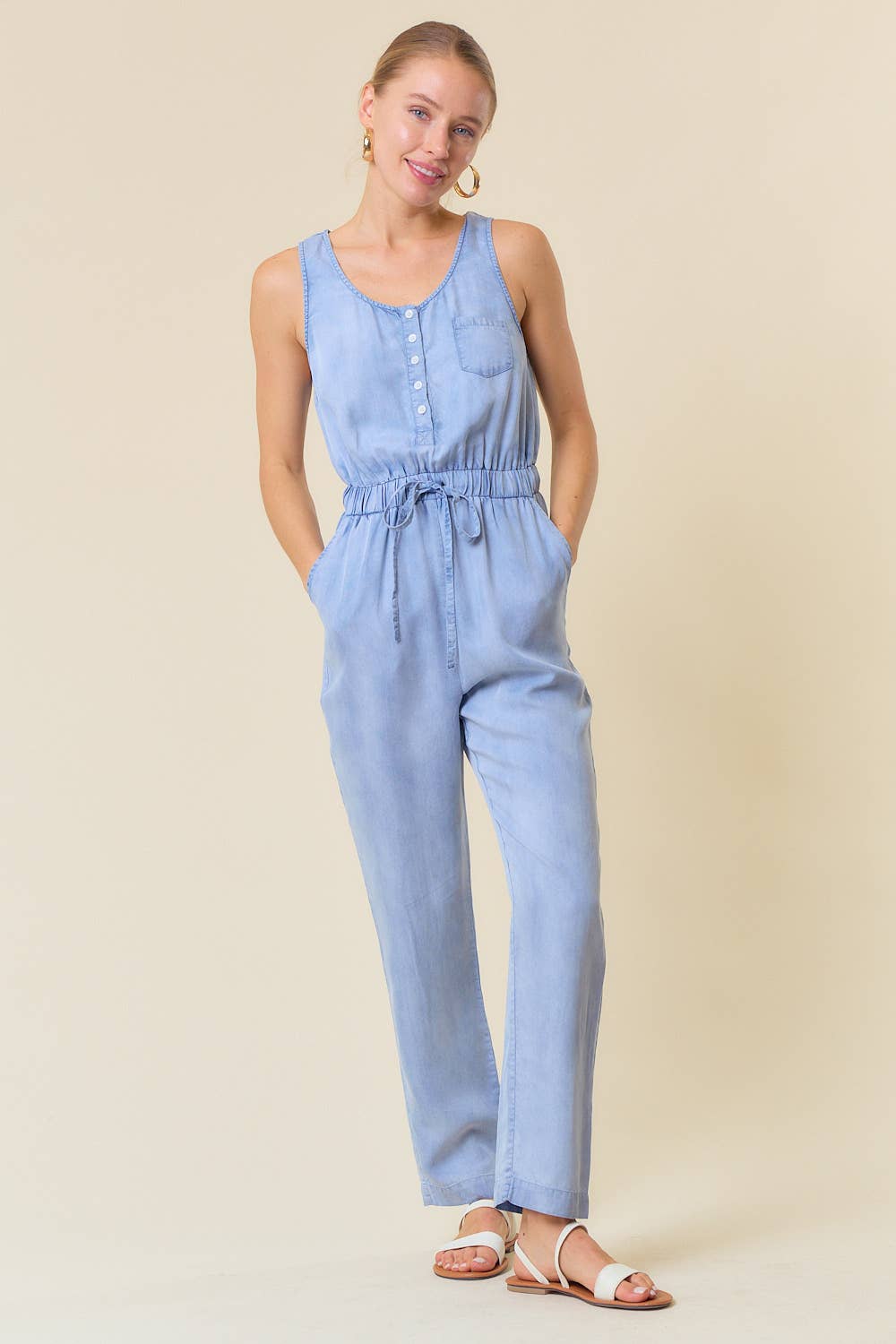 Dani Sleeveless Henley Jumpsuit