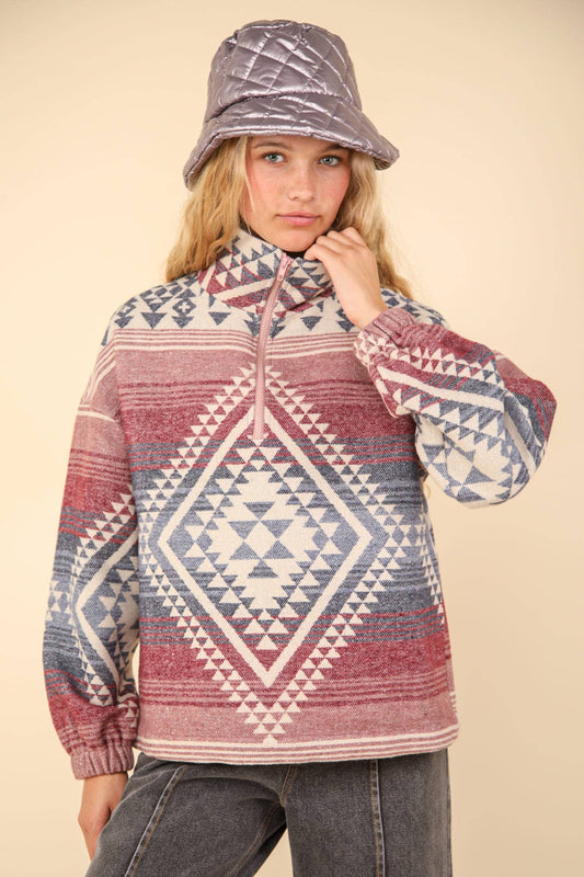 Aztec Woven Pullover - Milly's Boutique