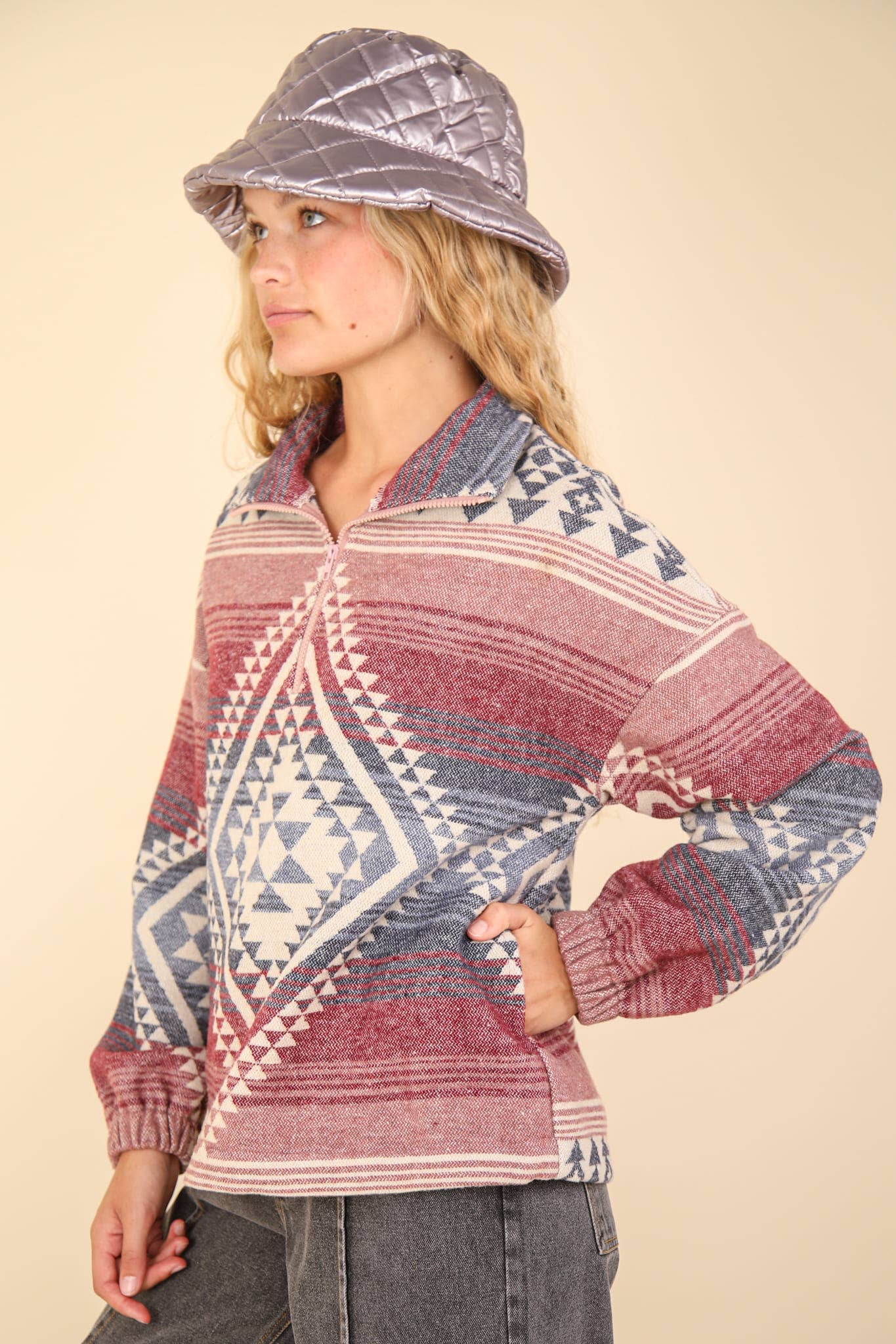 Aztec Woven Pullover - Milly's Boutique