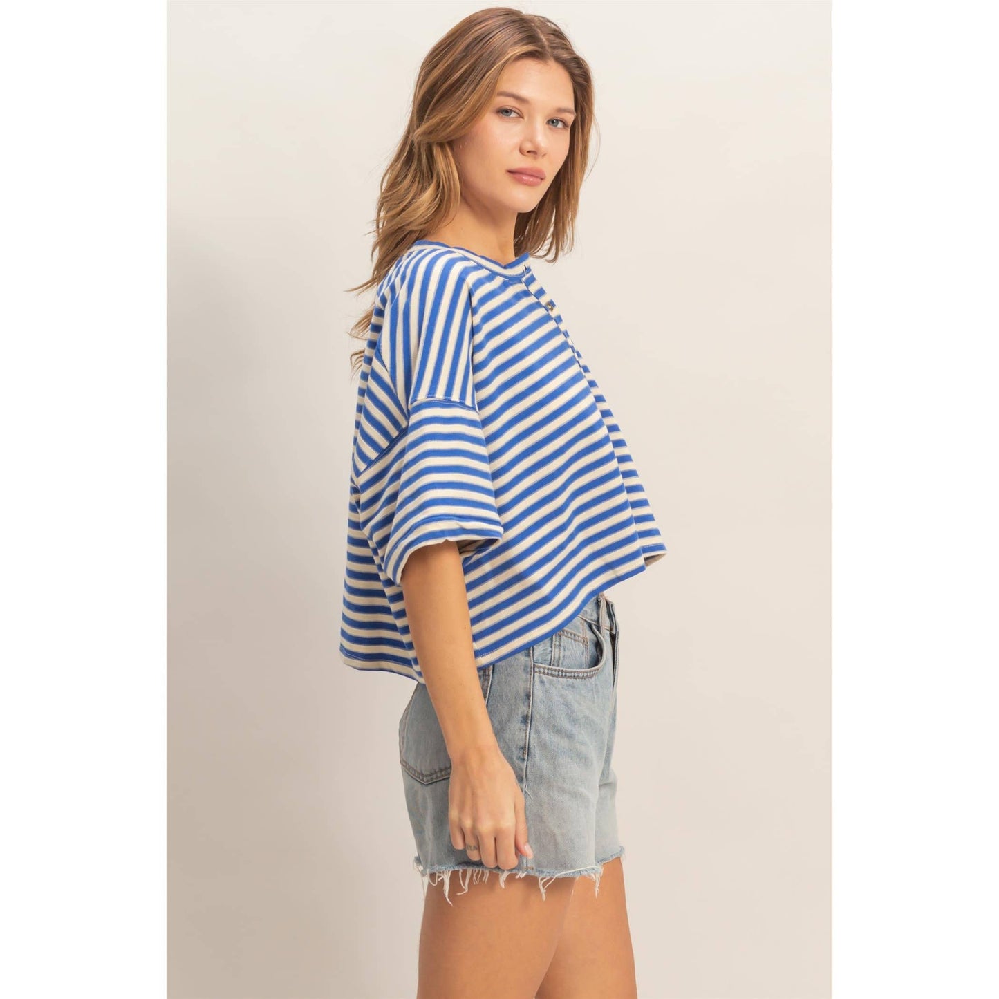 Jada Striped Henley Tee