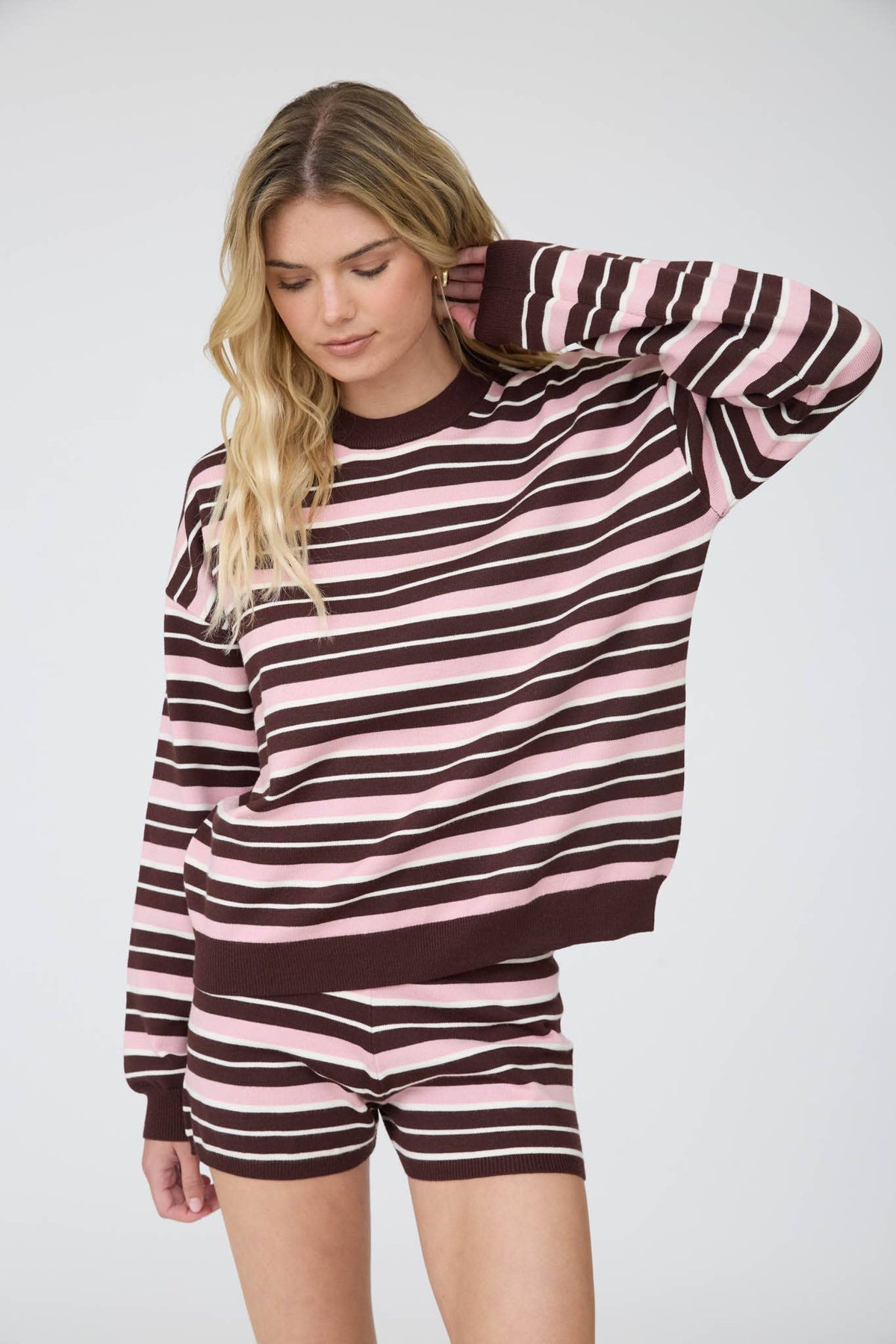 Haddy Striped Boxy Crew Sweater