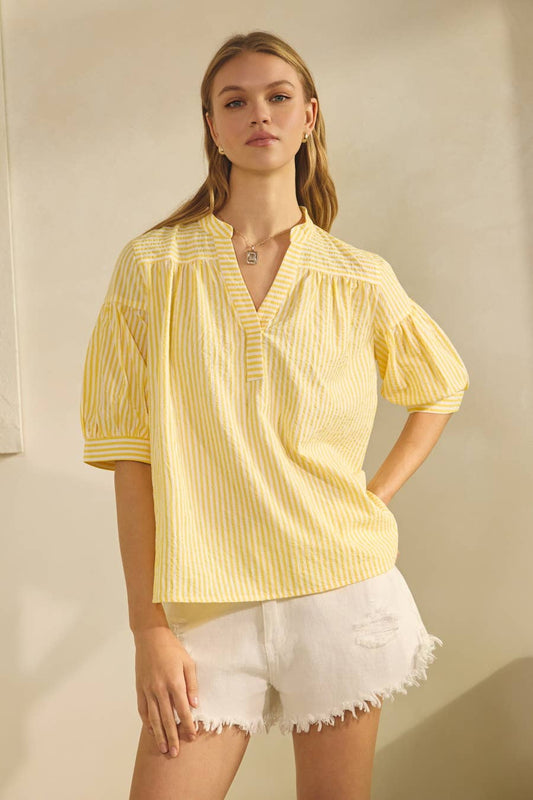 Jolie Striped Split Neck Top