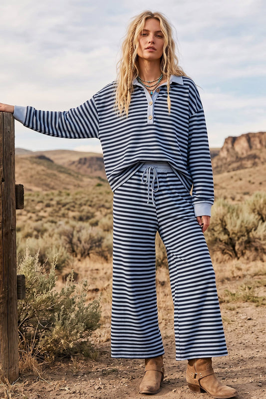 The Soft Touch Striped Wide Leg Pant Set