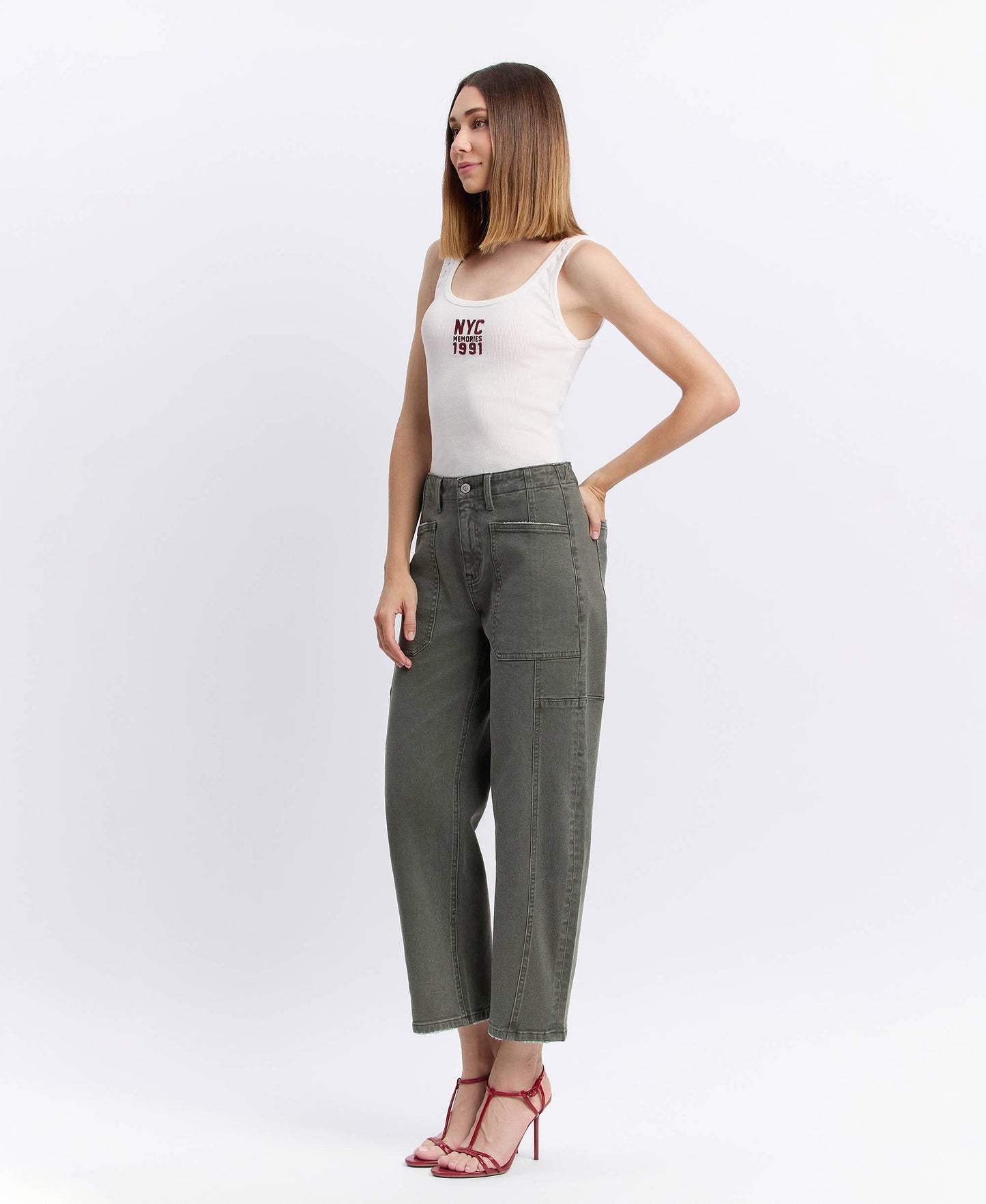 The High Rise Elastic Band Barrel Jean
