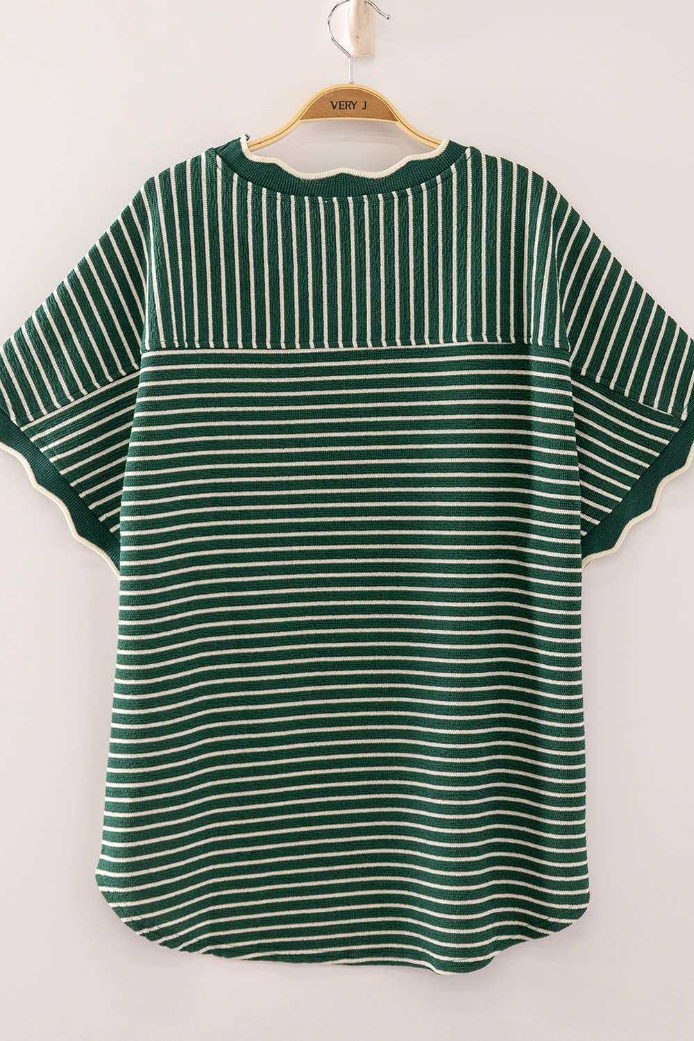 Scallop Trim Striped Top