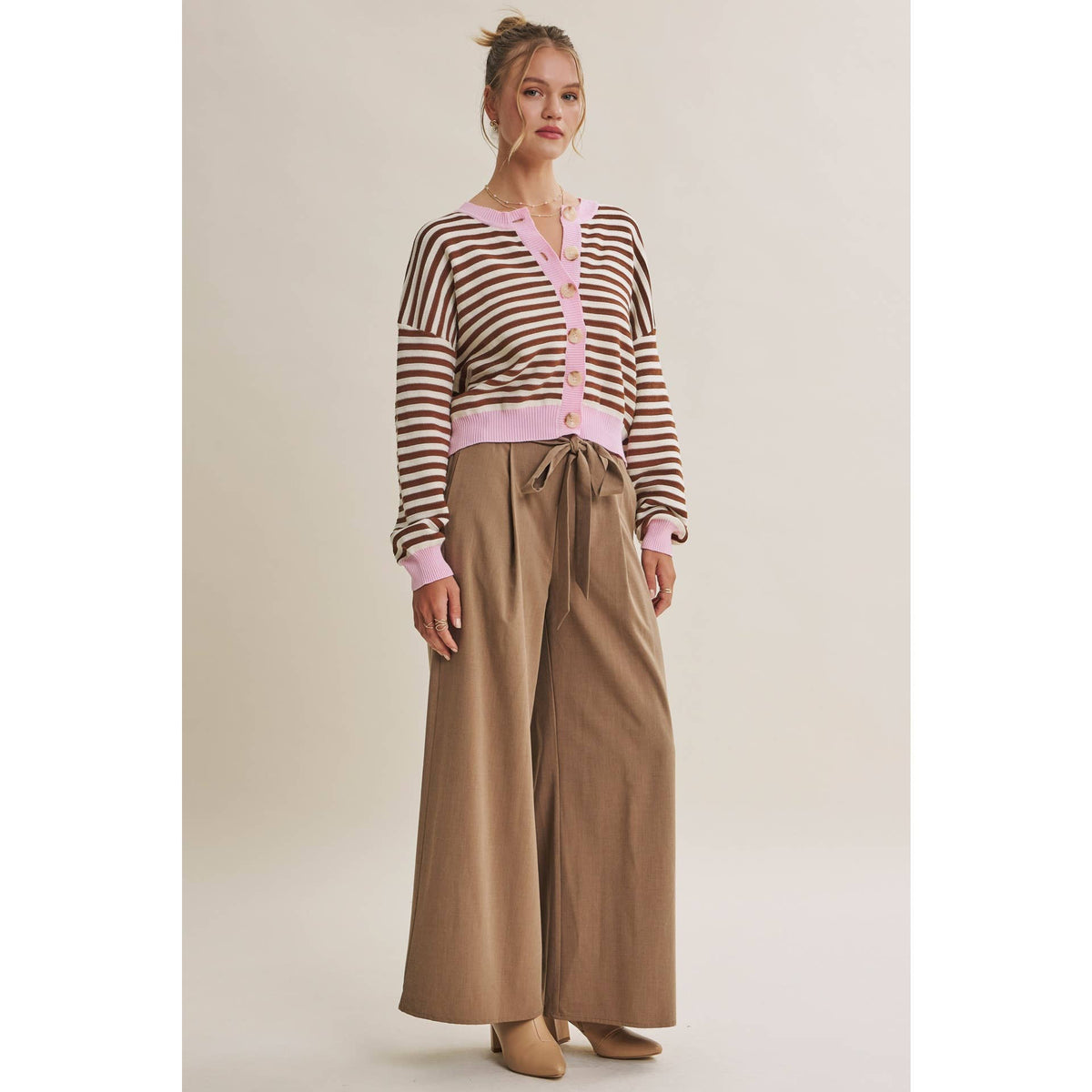 Pink Latte Stripe Cardigan
