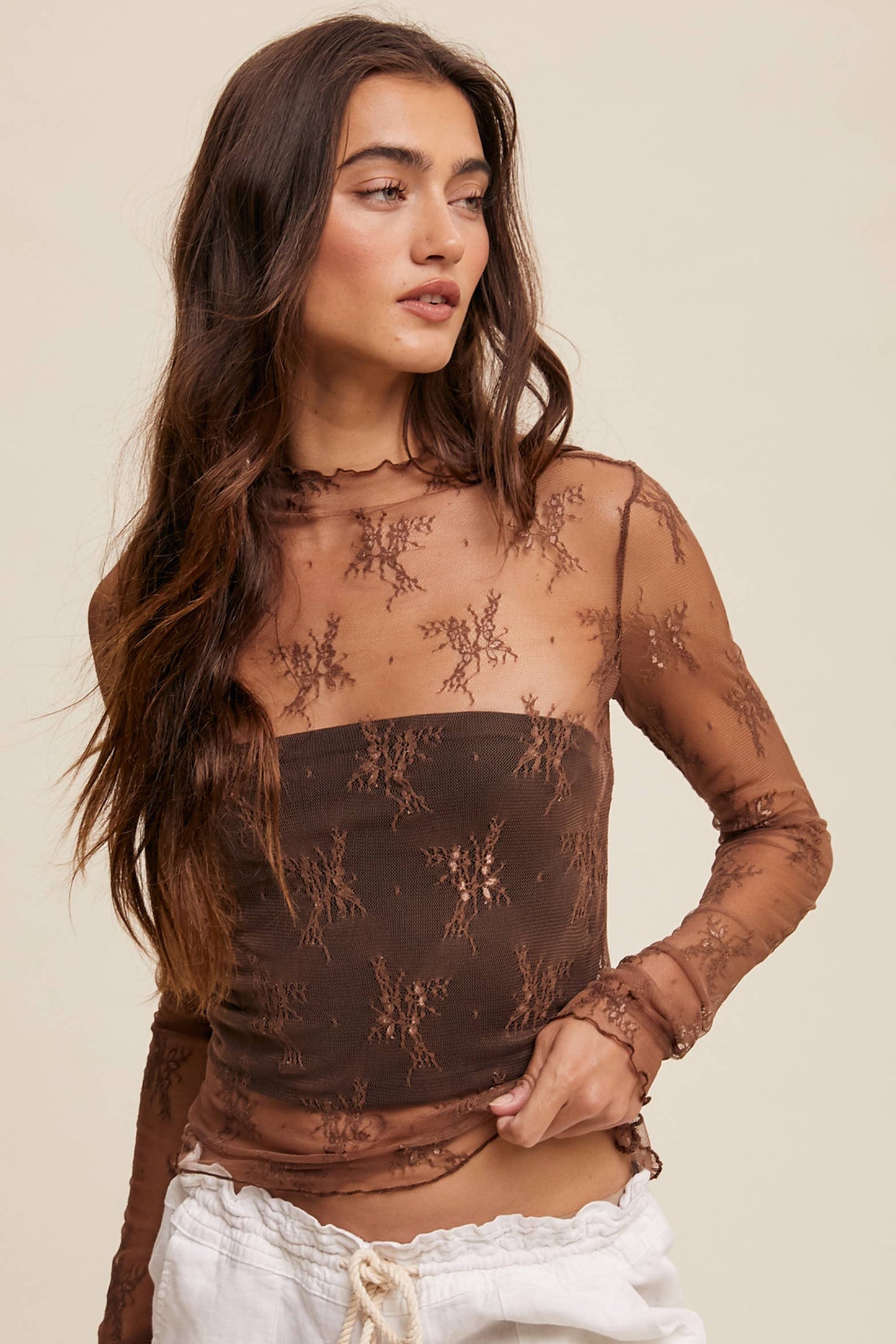 Sheer Lace Layering Top