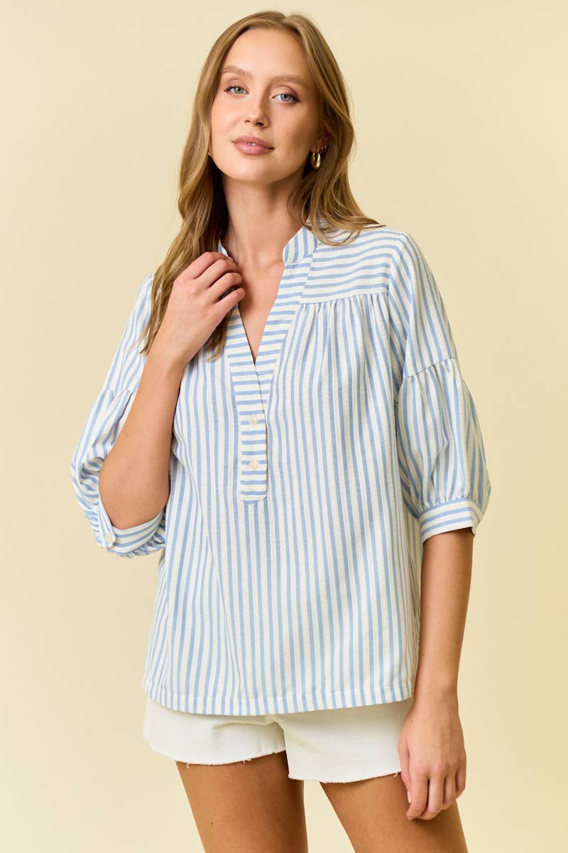 Aria Striped Puff Sleeve Top