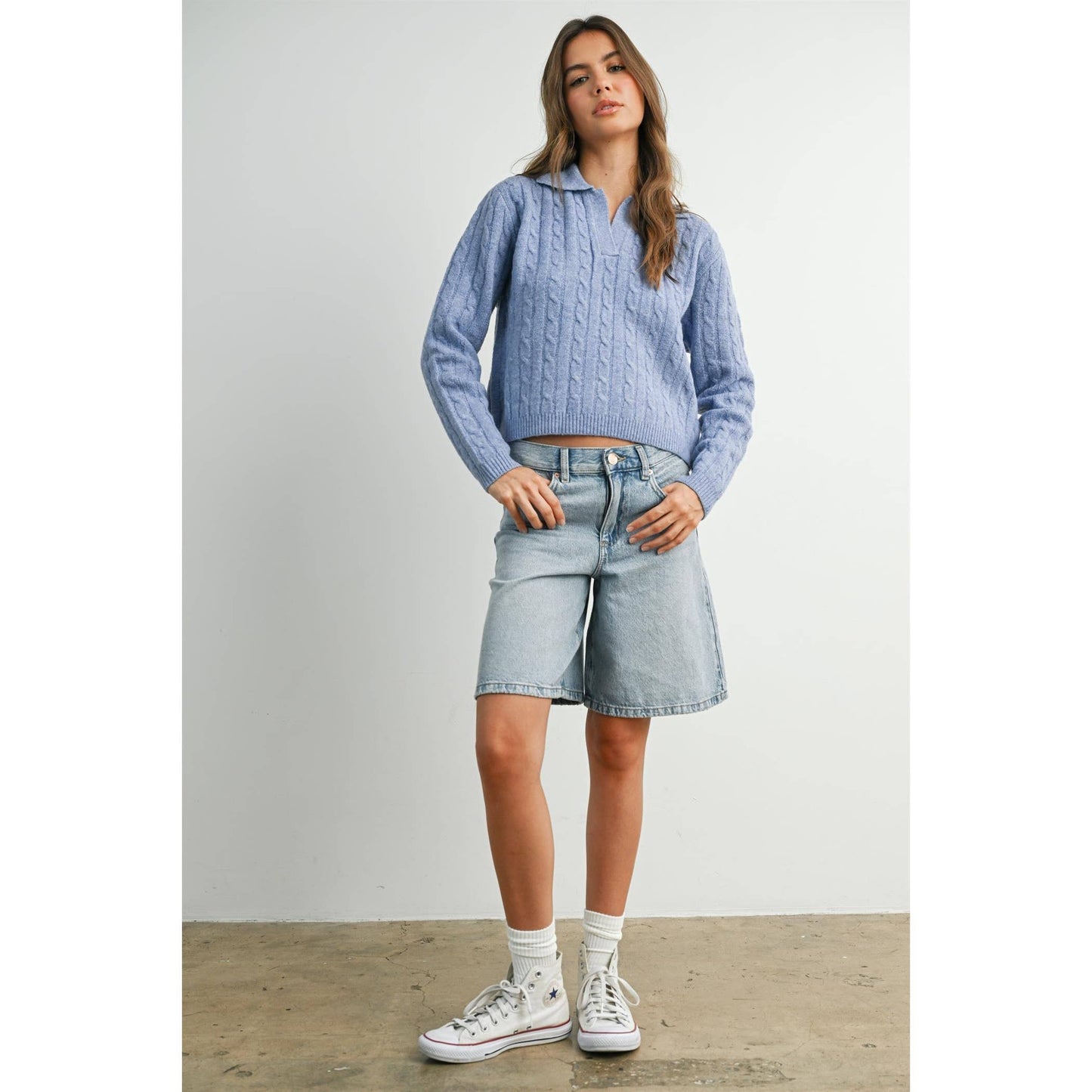 Brook Cable Collared Sweater