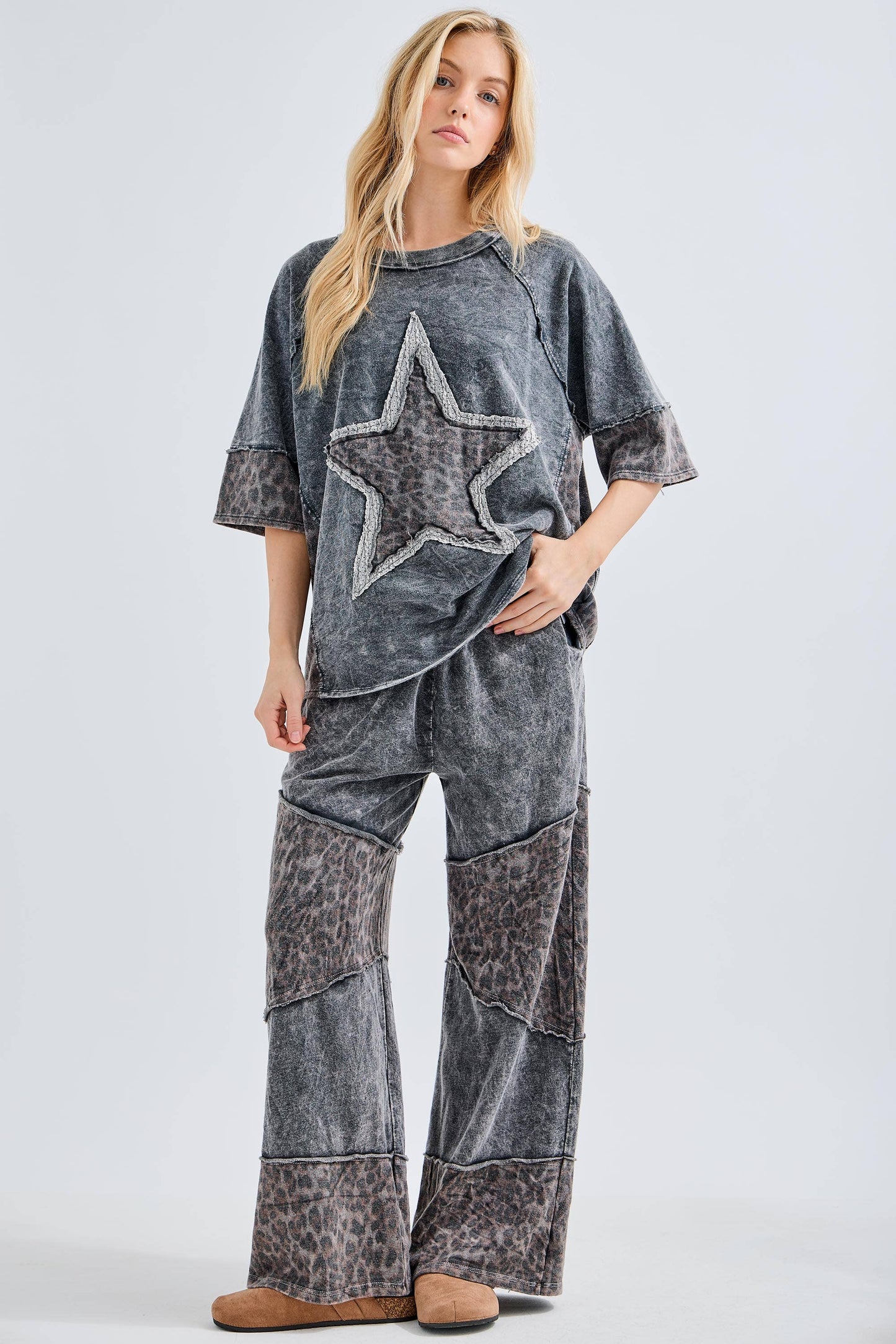Leopard Mineral Washed Pants