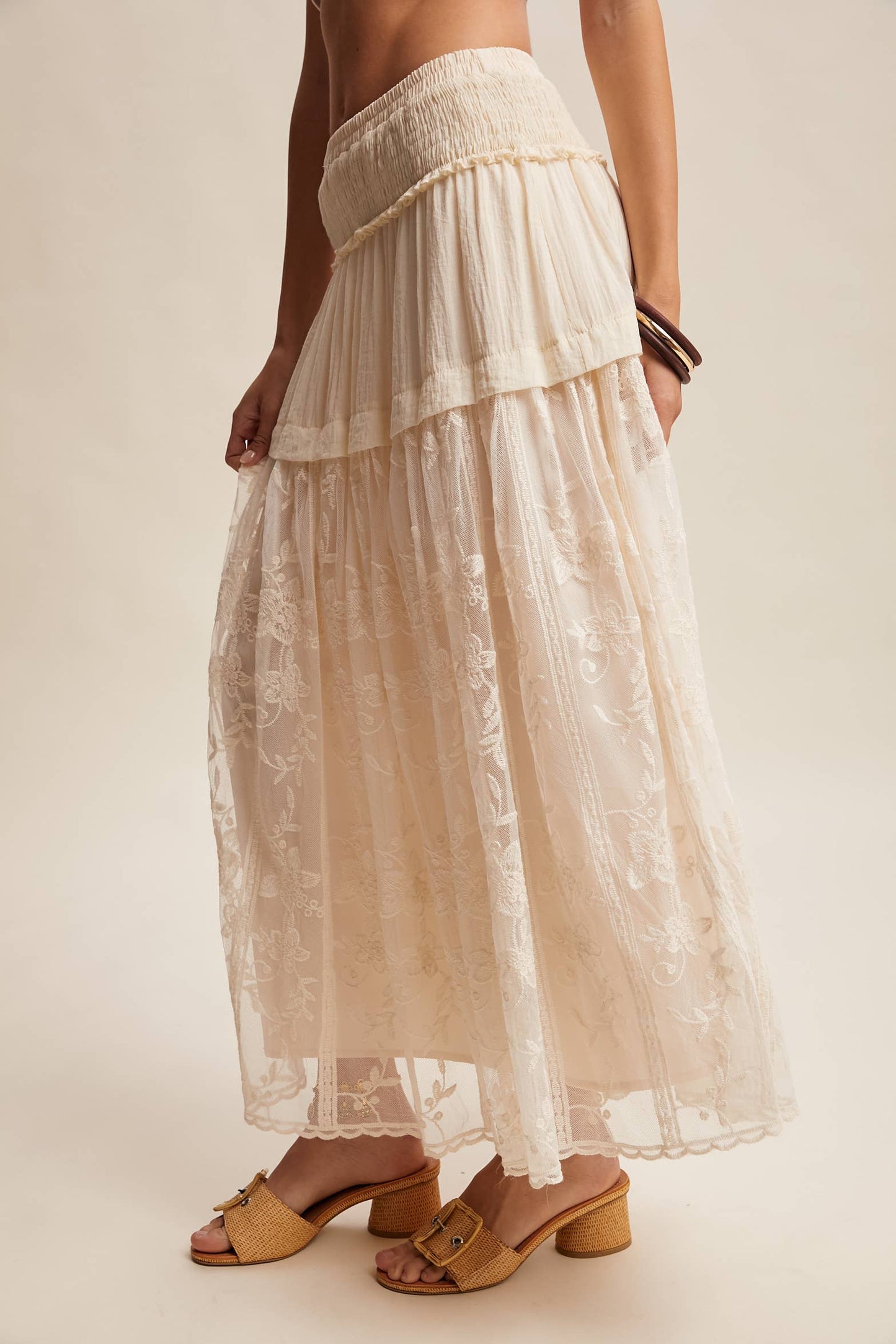 Vintage Floral Embroidered Maxi Skirt