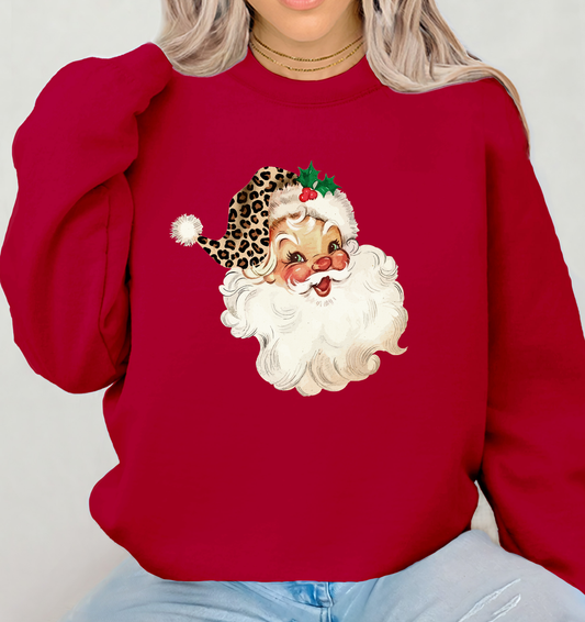 Retro Leopard Santa Sweatshirt
