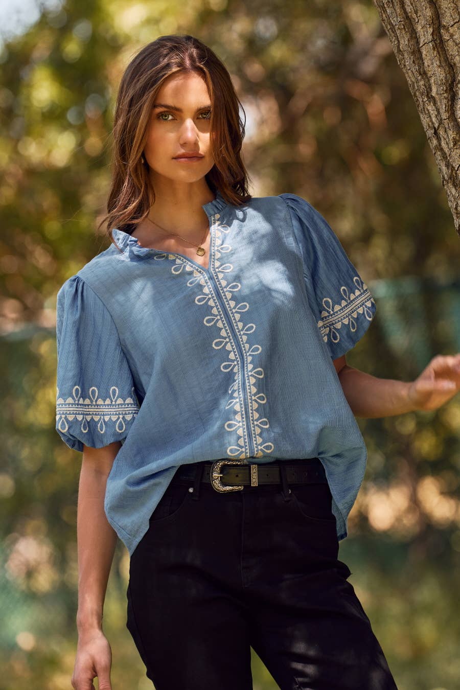 Lauren Embroidered Plus Blouse