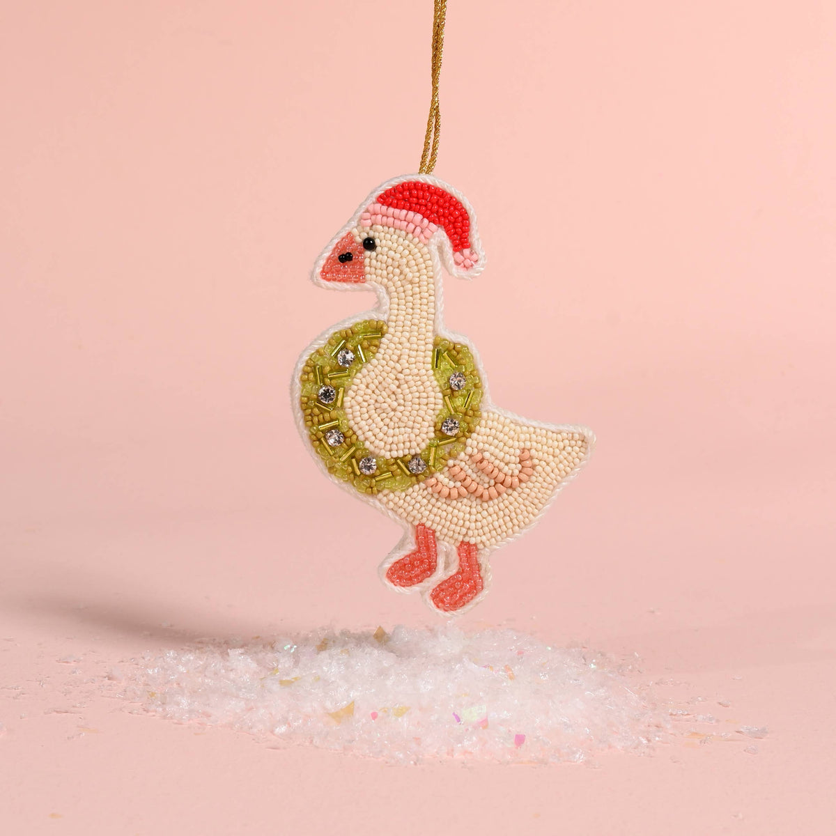 Merry Silly Goose Handcrafted Beaded Ornament