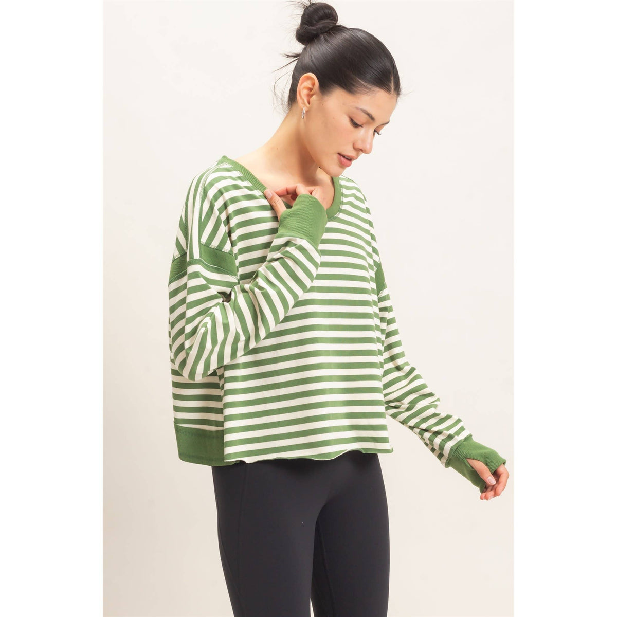 Striped Cross Detailed Open Back Top