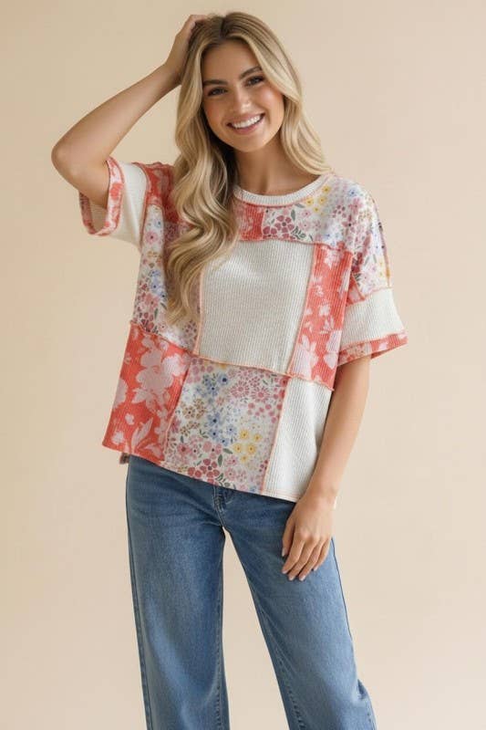 Oversized Color block Plus Top