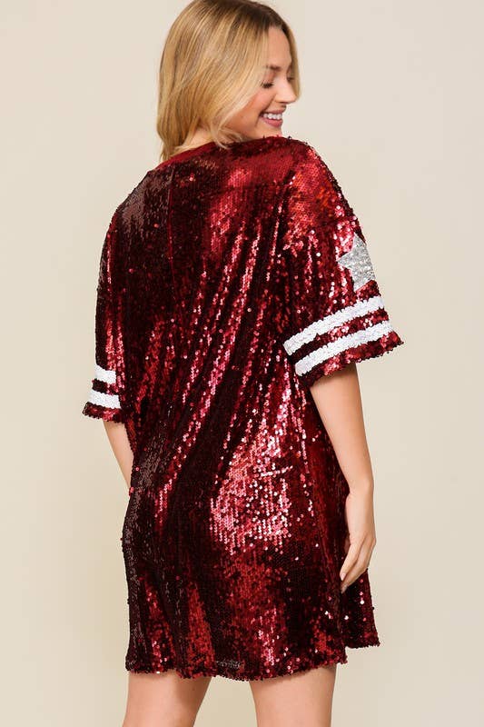 Game Day Sequin Shirt Dress