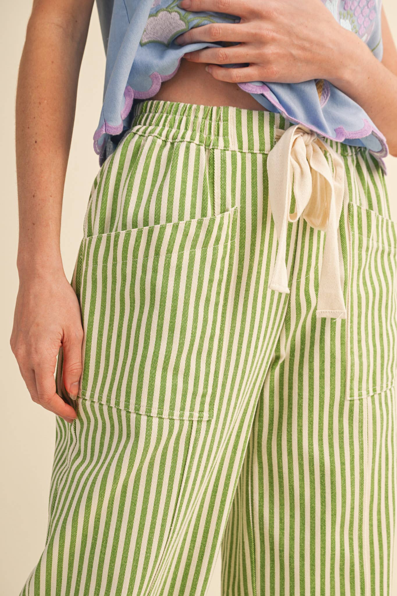 Striped Drawstring Pull On Pants