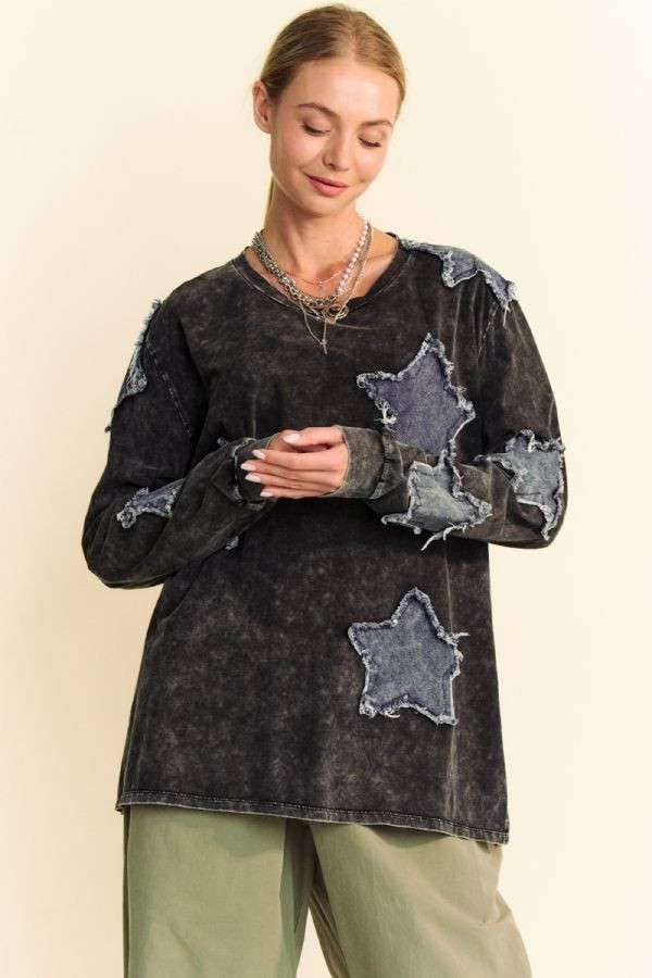 Mineral Washed Star Patch Plus Top