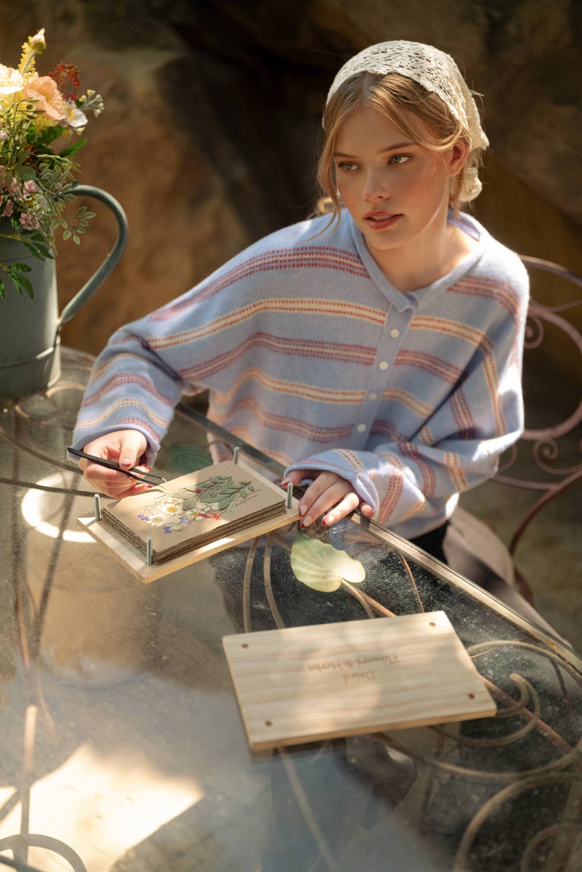 Striped Sweater Rolled Edge Cardigan