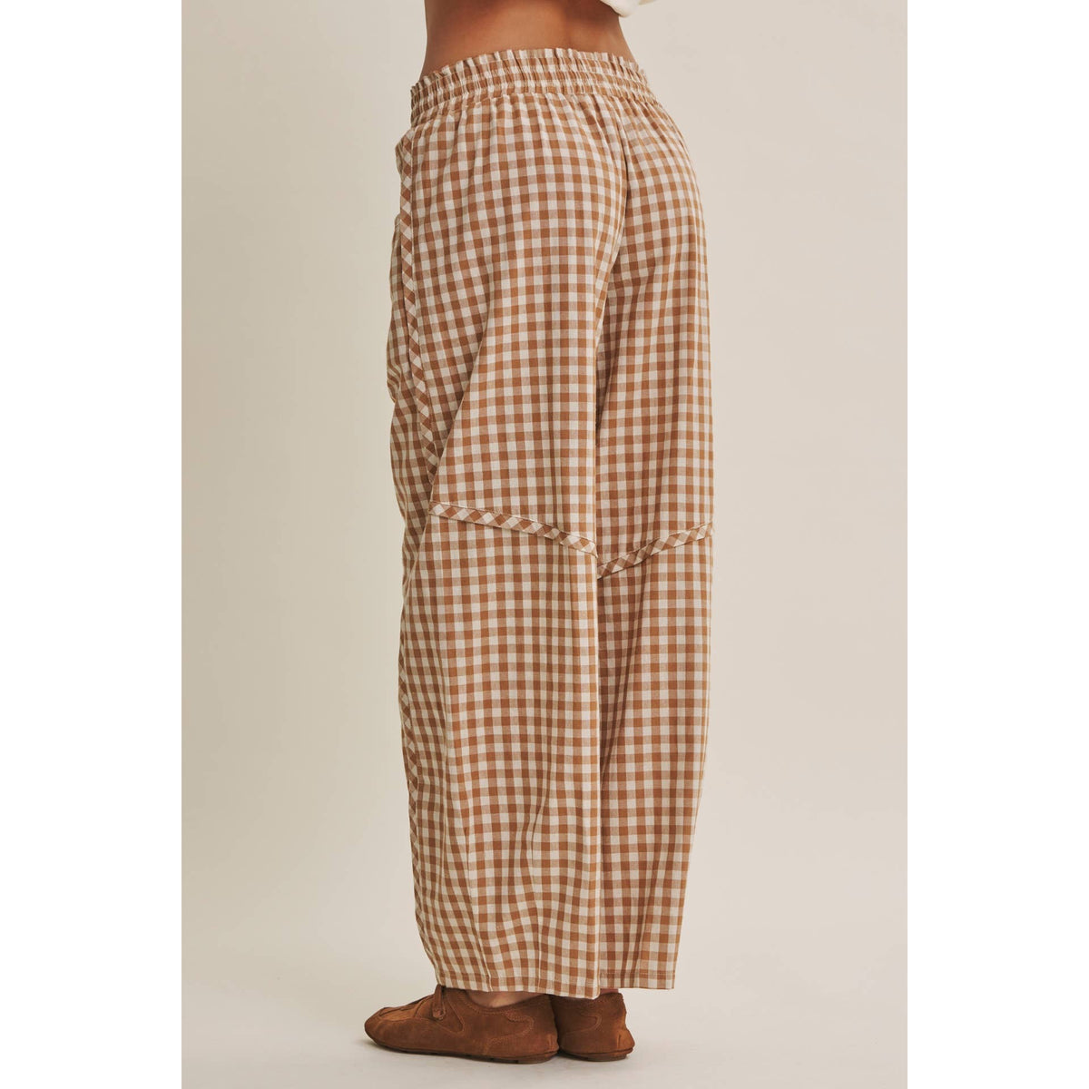 Easy Day Relaxed Gingham Cotton Barrel Leg Pants