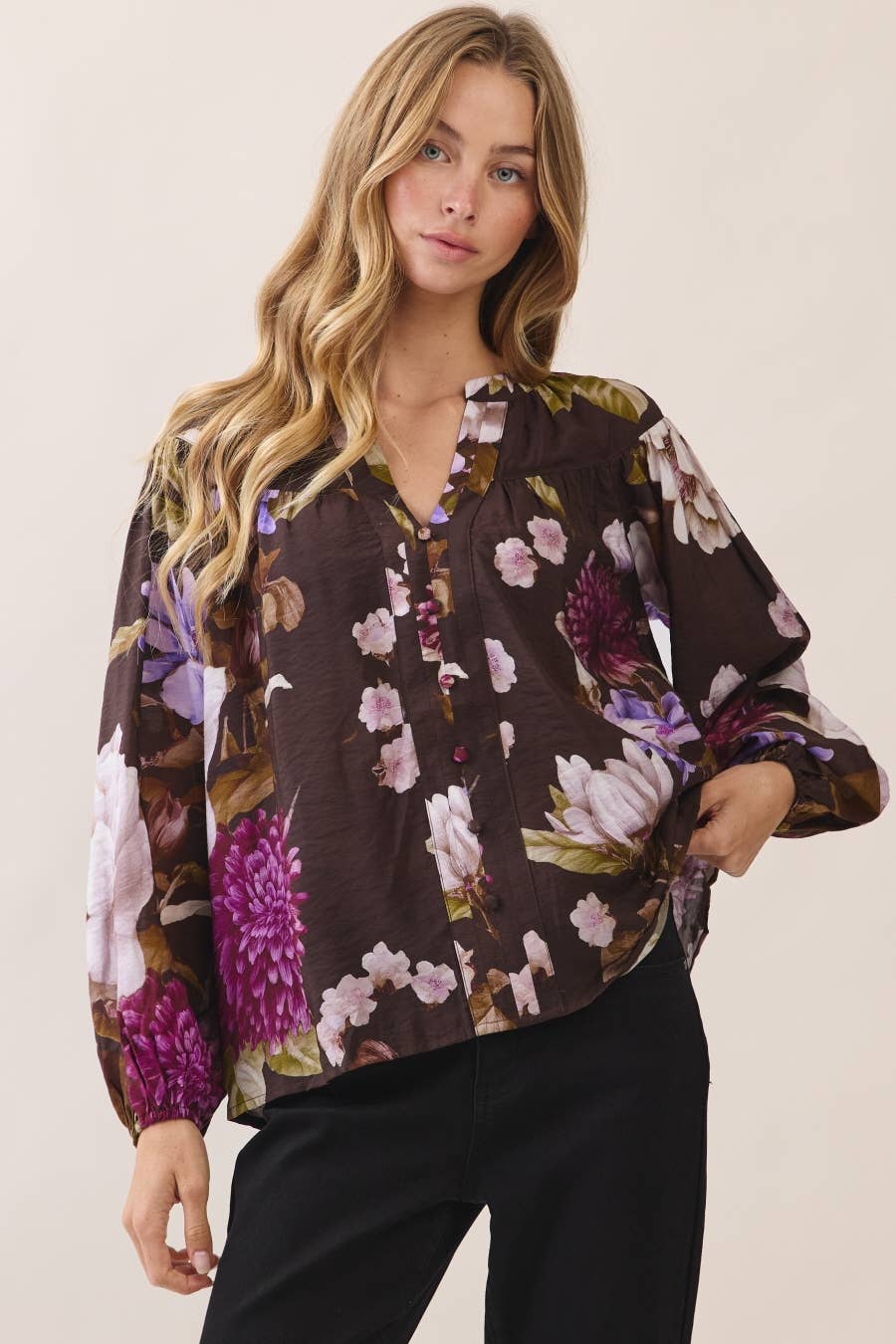 Floral Print Plus Blouse