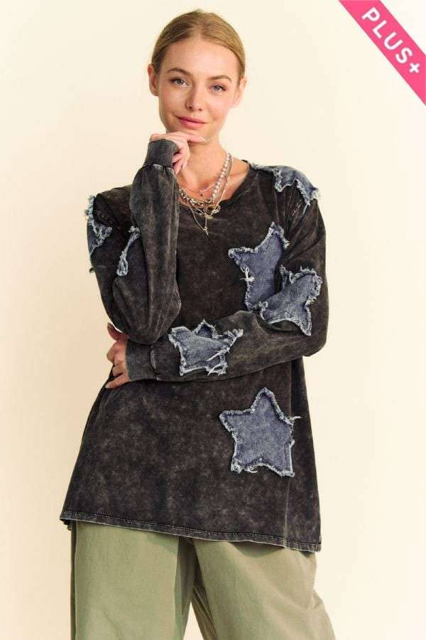 Mineral Washed Star Patch Plus Top