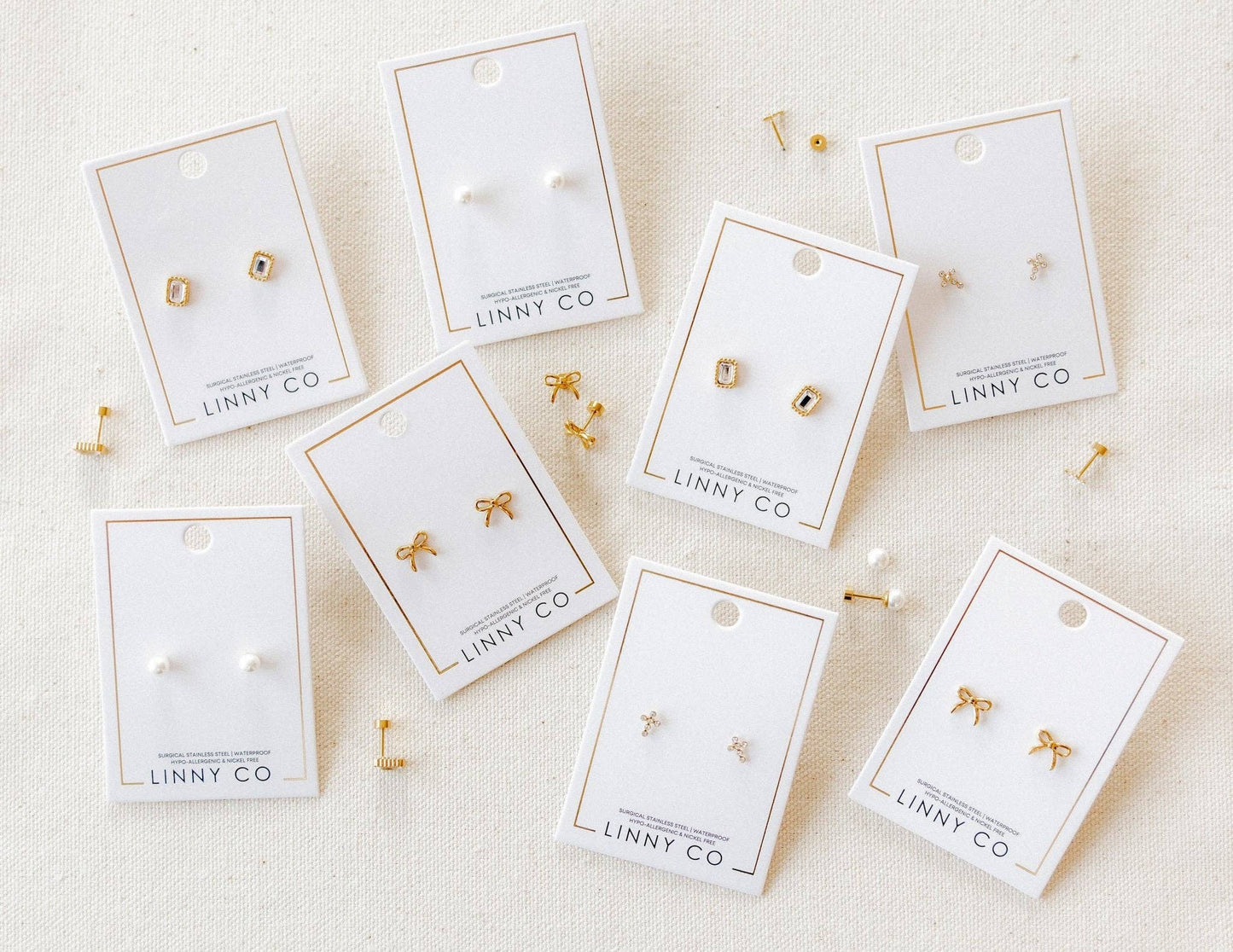 Screwback Stud Earrings - Clara Cross Gold Sparkle
