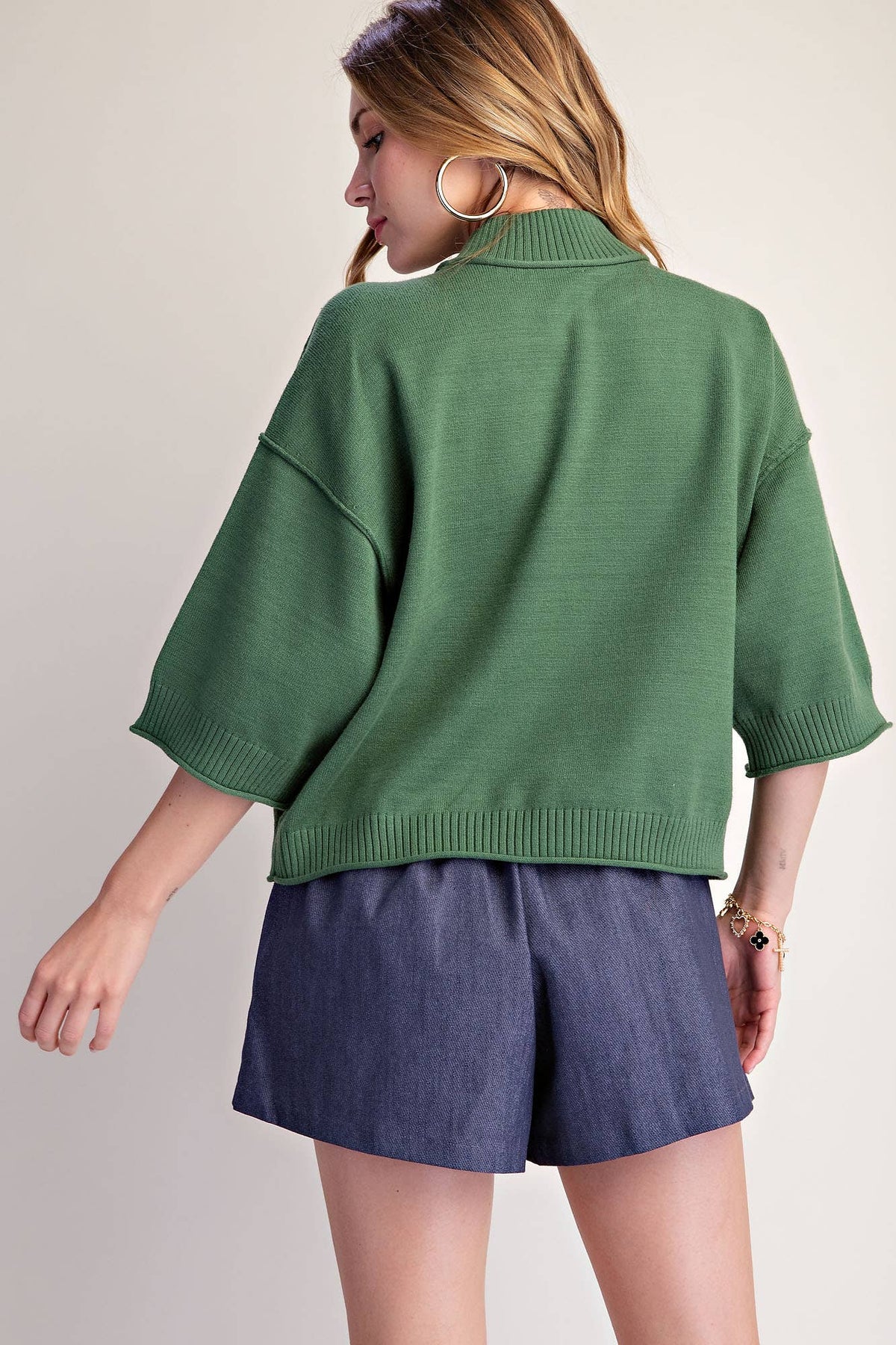 Lilly Mock Neck 3/4 sleeves Sweater