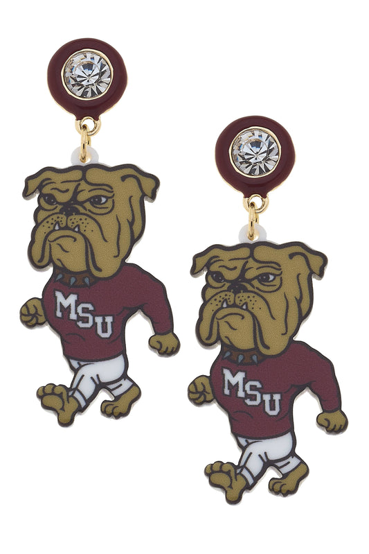 Bully Bulldog Resin Mascot Earrings