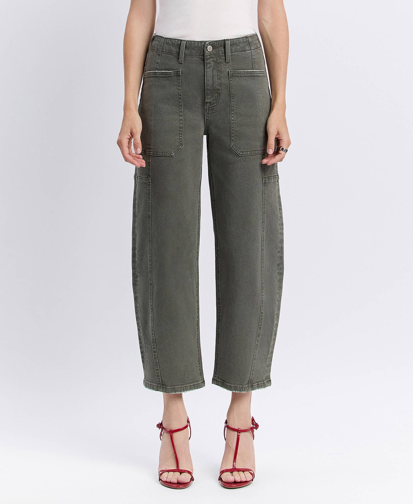The High Rise Elastic Band Barrel Jean