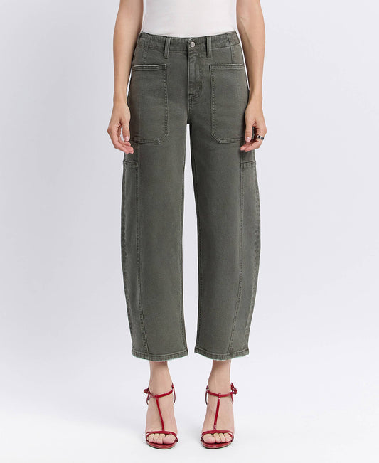 The High Rise Elastic Band Barrel Jean