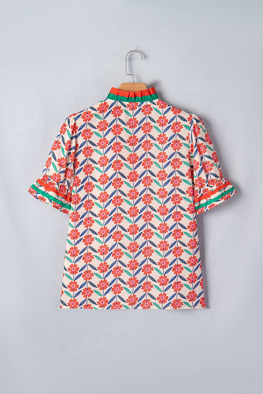 Lindsay Floral Collar Detail V Neck Top