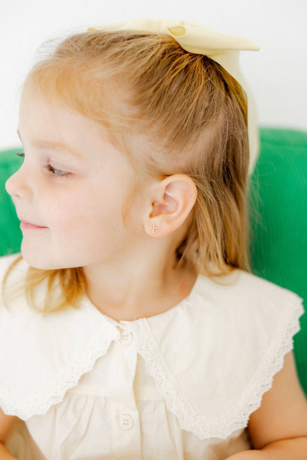 Screwback Stud Earrings - Clara Cross Gold Sparkle