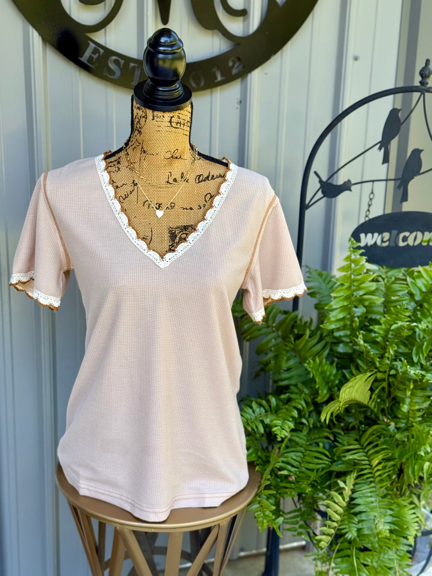 Clara Trimmed V Neck Top - Milly's Boutique
