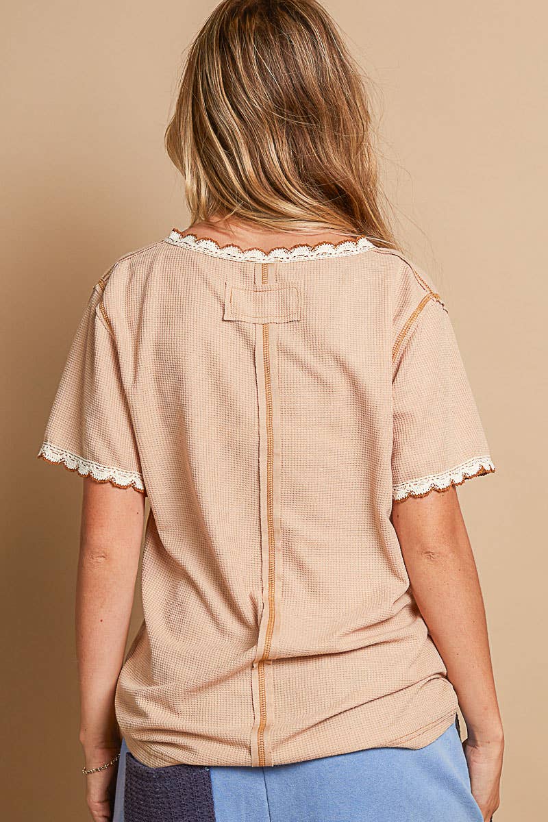 Clara Trimmed V Neck Top - Milly's Boutique