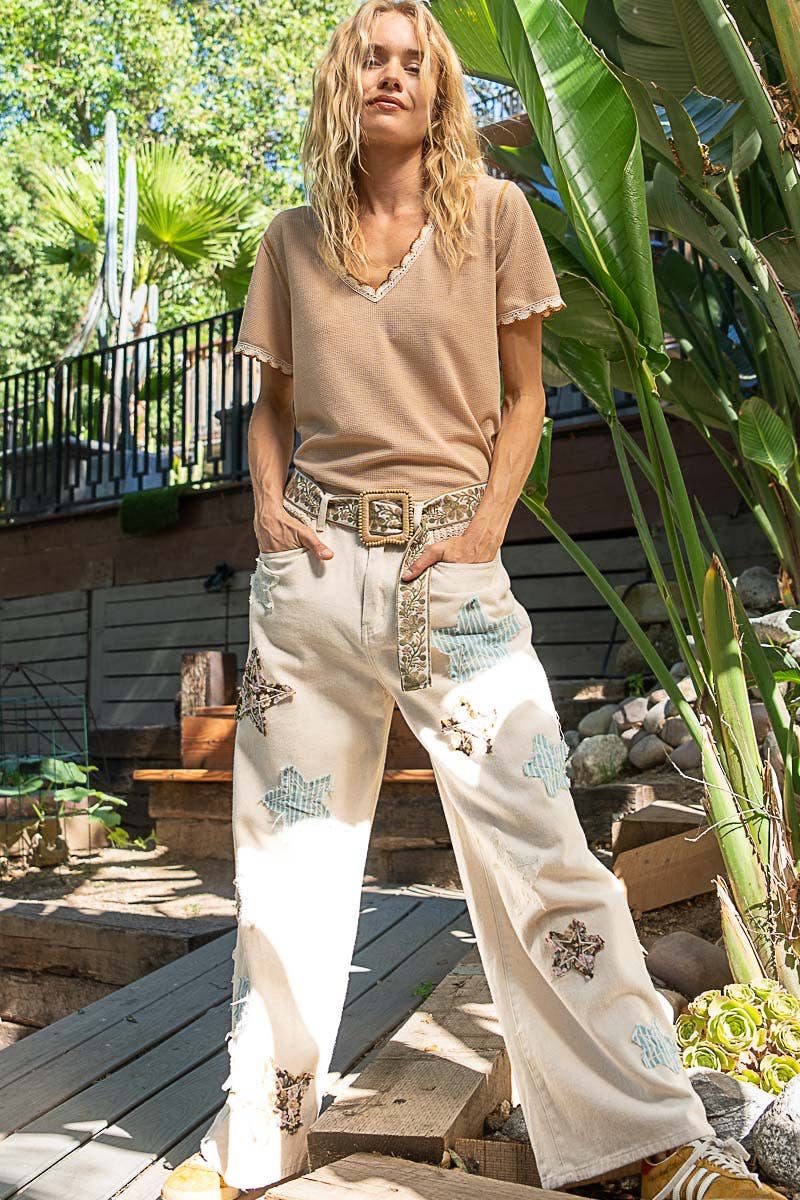 Clara Trimmed V Neck Top - Milly's Boutique
