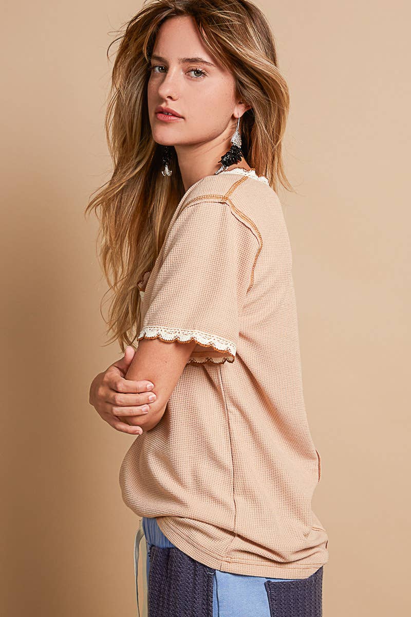 Clara Trimmed V Neck Top - Milly's Boutique