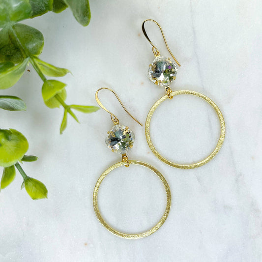 "Connie" Stone w/Gold Plated Textured Hoop Earrings - Milly's Boutique