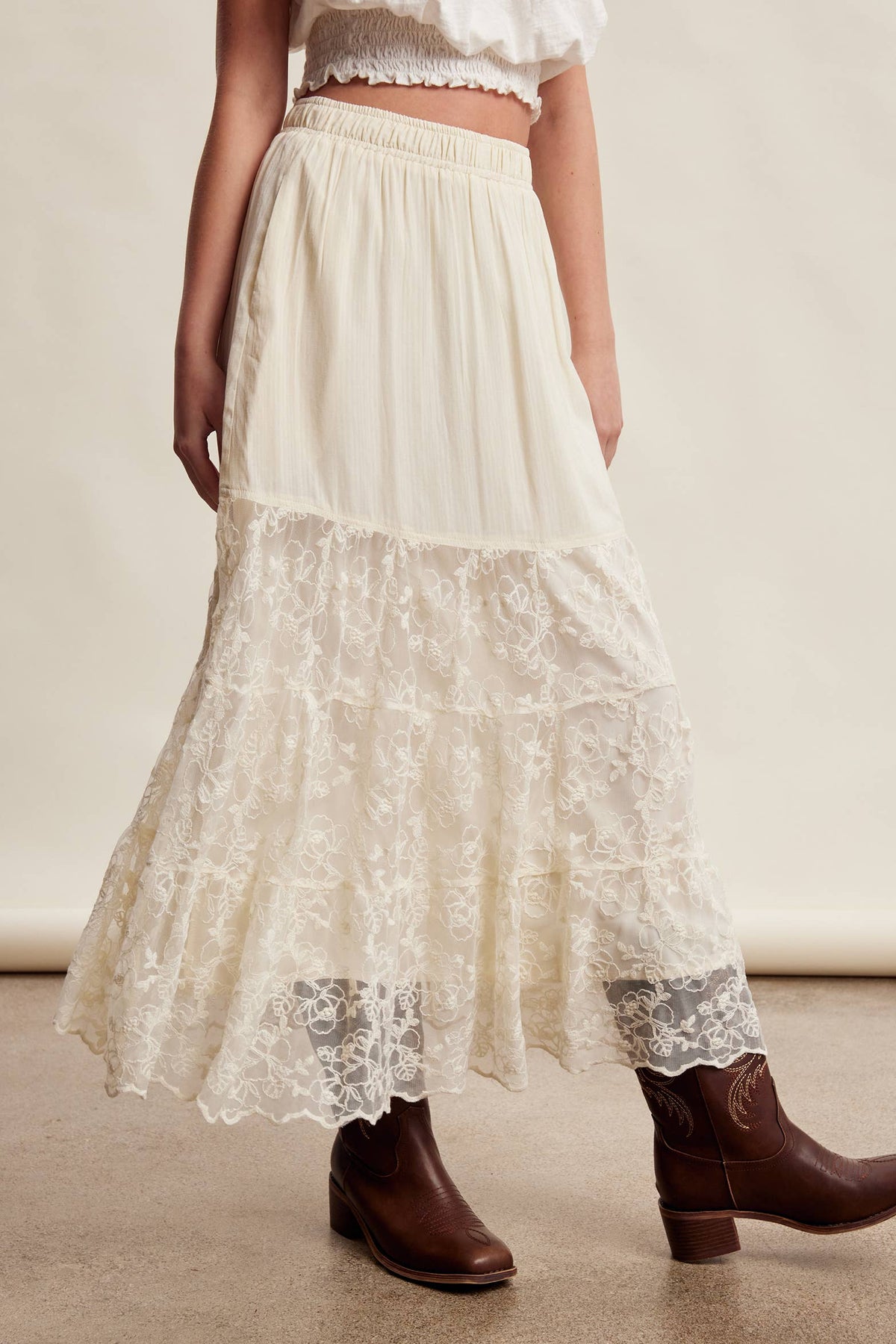 Lace Tiered Maxi Skirt