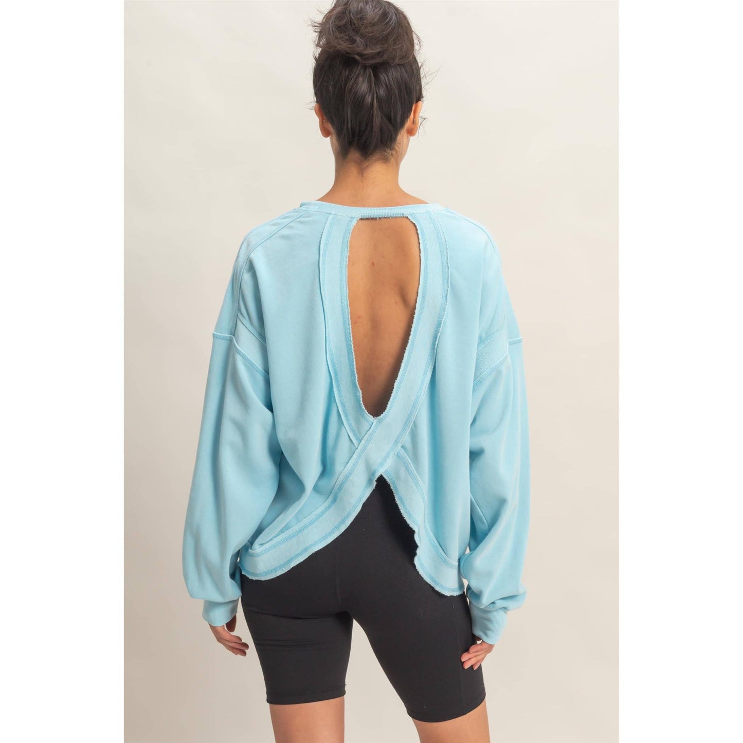 Livie Oversized Cross Detail Open Back Top
