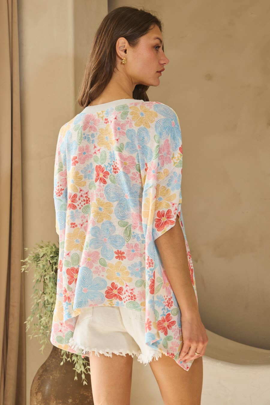 Jerri Batwing Plus Floral Top