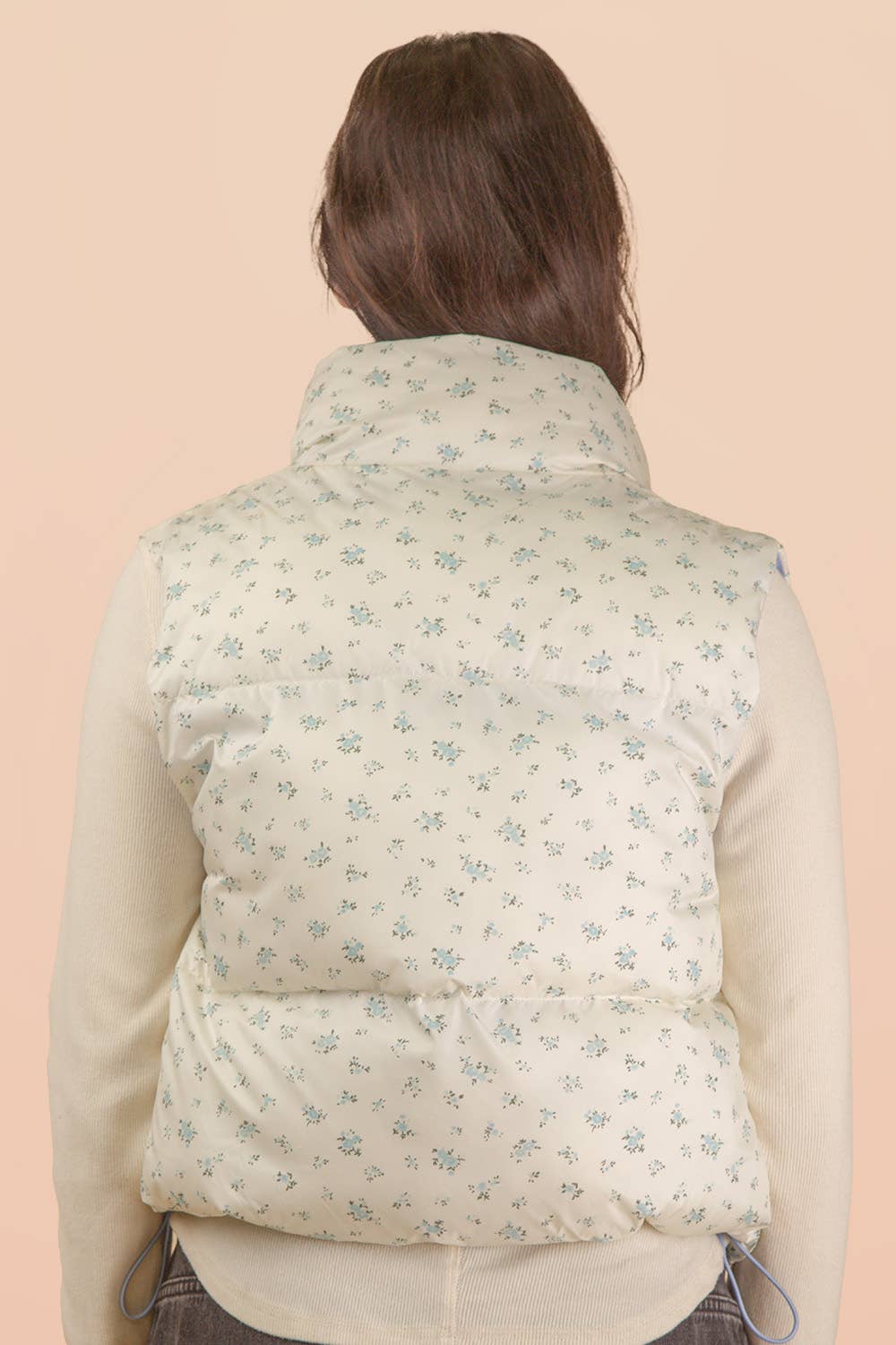 Floral Printed Cropped Puffer Vest
