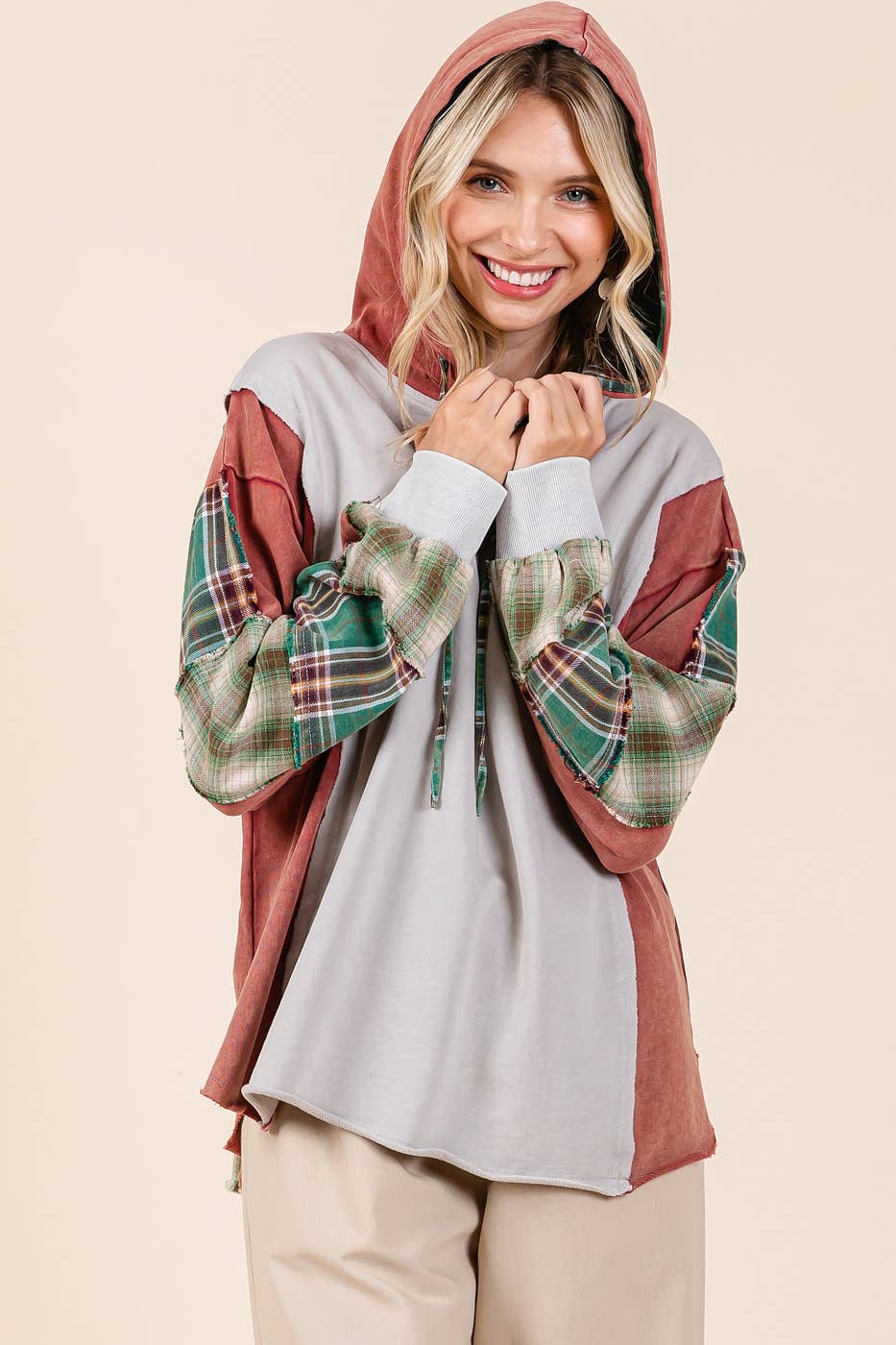 Jodi Plaid Patchwork Hoodie