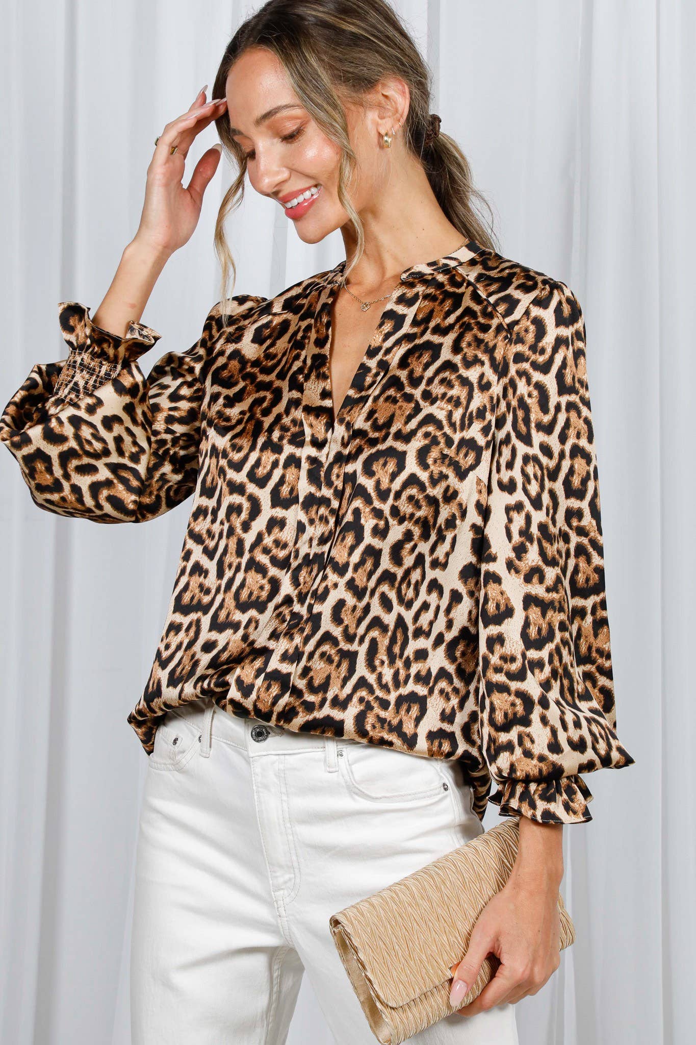 Marian Leopard Henly Blouse