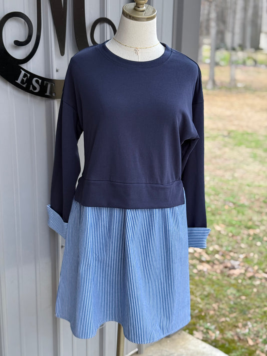Dani Mixed Fabric Dress - Milly's Boutique