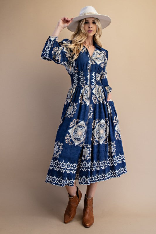 Dani Tile Print Midi Dress - Milly's Boutique