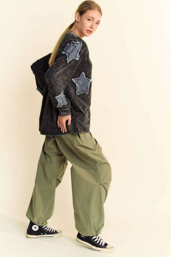 Mineral Washed Star Patch Plus Top