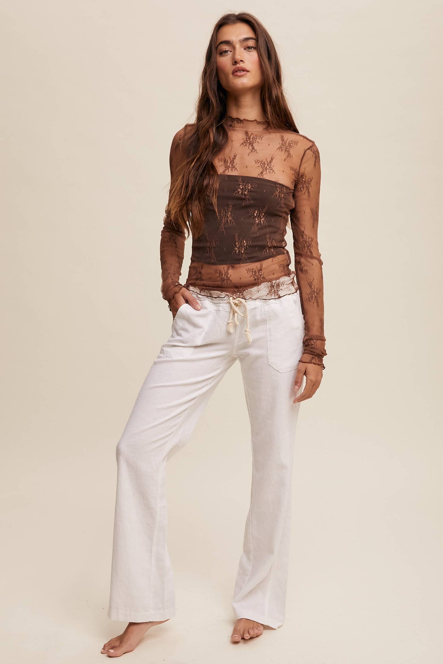 Sheer Lace Layering Top